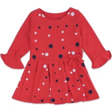 Bebelop Kız Çocuk Puanlı Kolları Ispanyol Penye Elbise Fiyonk Detay
