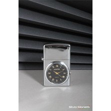 Silvio Monetti Gümüş Özel Tasarım Kapaklı Saatli Model Gazlı Çakmak 24CSM808BMR04