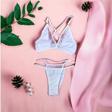 Snake Lingerie Beyaz File Detay Takım