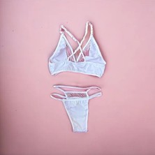 Snake Lingerie Beyaz File Detay Takım