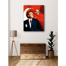 Harz Dekor Mustafa Kemal Atatürk ve Türk Bayrağı Kanvas Tablo