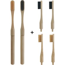 Mingming Shop 1 Adet Siyah 3 Kafa Stili Bambu Diş Fırçası Plug-In Yedek Fırça Başlıkları ile Değişim Kafası Toothbush Diş Bakımı Seyahat Yaşam Banyosu Için Temizleme Fırçaları (Yurt Dışından)