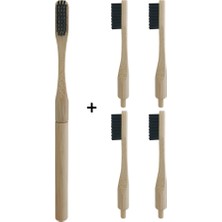 Mingming Shop 1 Adet Siyah 3 Kafa Stili Bambu Diş Fırçası Plug-In Yedek Fırça Başlıkları ile Değişim Kafası Toothbush Diş Bakımı Seyahat Yaşam Banyosu Için Temizleme Fırçaları (Yurt Dışından)
