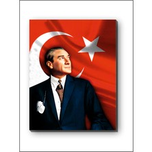 Harz Dekor Mustafa Kemal Atatürk ve Türk Bayrağı Kanvas Tablo