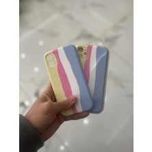 Eaksesuarnet iPhone 11 Uyumlu Rainbow Renkli Şeritli Lansman Silikon Darbe Emici Telefon Kılıfı