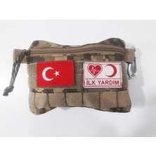 Savasisg Kamp İlkyardım Outdoor Edc Çantası Karabina Ve Türk Bayrağı Patchli, içi dolu