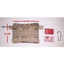 Savasisg Kamp İlkyardım Outdoor Edc Çantası Karabina Ve Türk Bayrağı Patchli, içi dolu