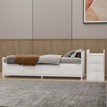 Garaj Home Melina Büyüyen Mdf Çıtalı Beşik + Yatak + Uyku Seti - Beyaz