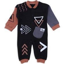 Bebelop Erkek Bebek Bermuda Üçgeni Özgün Geometri Desenli Çıtçıtlı Tulum