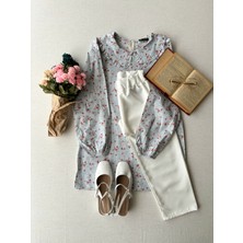 Küçüğüm Butik Bebe Yaka Çiçekli Uzun Poplin Tunik