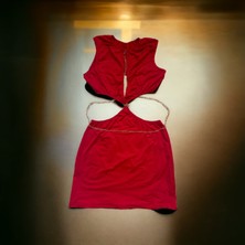 Snake Lingerie Kırmızı Zincir Detay Elbise