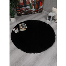 My Evilla Dekoratif Tavşan Tüyü Ultra Yumuşak Peluş Yuvarlak Halı