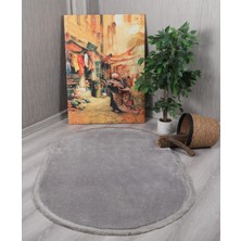 My Evilla Modern Dekoratif Oval Spor Saçaklı Puffy Peluş Halı Yolluk