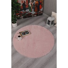 My Evilla Dekoratif Tavşan Tüyü Ultra Yumuşak Peluş Yuvarlak Halı