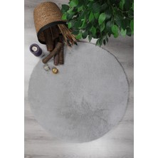 My Evilla Dekoratif Tavşan Tüyü Ultra Yumuşak Peluş Yuvarlak Halı