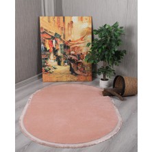 My Evilla Modern Dekoratif Oval Spor Saçaklı Puffy Peluş Halı Yolluk