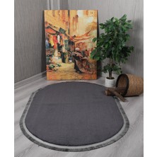 My Evilla Modern Dekoratif Oval Spor Saçaklı Puffy Peluş Halı Yolluk