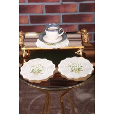 Teksev Papatya Krem 6'lı Maraş Işi Sırma Nakış Işlemeli Gardenya Sunumluk Kokteyl Kahve Peçetesi