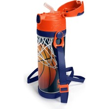 Coral High Pipetli Çelik Termos 500 ml Lacivert Turuncu Basketbol Desenli