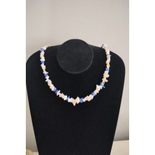 Bade Accessories Lapis Lazuli, Pembe Kuvars, Ay Taşı, Sedef Kırıktaş Doğaltaş Kolye