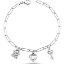 Usho Jewelry 925 Ayar Gümüş Charmlı Bileklik