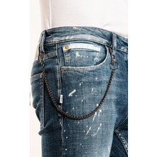 Gabbia Denim 0020 Süper Slim Fit Mavi Yıkamalı Yırtıklı Boyalı Rahat Denim Erkek Jeans