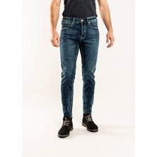 Gabbia Denim 0020 Süper Slim Fit Lacivert Yıkamalı Rahat Denim Erkek Jeans