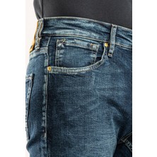 Gabbia Denim 0020 Süper Slim Fit Lacivert Yıkamalı Rahat Denim Erkek Jeans