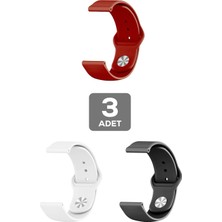 Mobicas Huawei Watch Gt 2 Pro Uyumlu 22MM Klasik Silikon Kordon 3'lü Set Siyah, Beyaz, Kırmızı