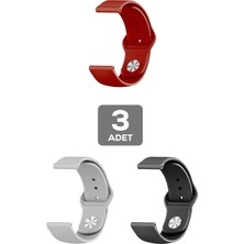 Mobicas Xiaomi Watch S1 Active Uyumlu 22MM Klasik Silikon Kordon 3'lü Set Siyah, Kırmızı, Gri