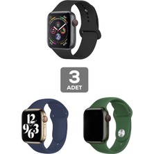 Good Case Apple Watch 9 Uyumlu 41MM Klasik Silikon Kordon 3'lü Set Siyah, Lacivert, Yeşil