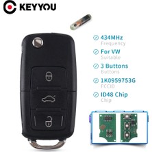 Zhuning Shop 2 1K0959753G Stili Keyyou 433MHZ Flip Uzaktan Anahtar Kabuk Vw Golf Passat Polo Jetta Touran Bora Sharan 1jda 1jah 1kg ID48 (Yurt Dışından)