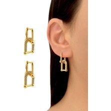 ÇLK Accessories Premium Taşlı Geçmeli Küpe