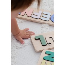 Tosbiq Baby Ahşap Oyuncak Kişiselleştirilmiş Puzzle 3-4-5 Harf Gökkuşağı Yenidoğan Baby Shower Hediyesi Oyuncak