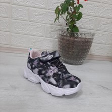 M.P One   3216 Siyah Simli Cırtlı Hafif Rahat Kız Çocuk Spor Ayakkabı