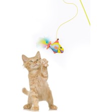 GOBYPET Tüylü Kedi Oltası Sarı Balık Kedi Oyun Oltası