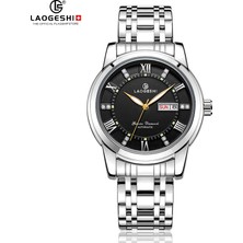 2xudc Tüm Siyah Laogeshi G107 Lüks Erkekler Reloj Montre Homme Paslanmaz Çelik Saatler Elmas Kadran Erkekler Bilek Erkekler Için Otomatik Mekanik Saatler (Yurt Dışından)