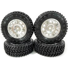 Rhythmic 4 Adet 1.0 Lastikler ve Metal Beadlock Jant Seti 1/24 Rc Paletli Araba Eksenel SCX24 Fms FCX24 ENDURO24 Parçaları, Gümüş (Yurt Dışından)