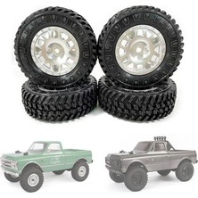 Rhythmic 4 Adet 1.0 Lastikler ve Metal Beadlock Jant Seti 1/24 Rc Paletli Araba Eksenel SCX24 Fms FCX24 ENDURO24 Parçaları, Gümüş (Yurt Dışından)