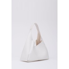Refox Beyaz SHK19 Çıtçıt Kapatmalı Suni Deri Fermuarlı Makyaj Çantalı El ve Omuz Çantası E:33 U:15 G:10 cm