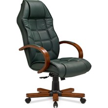 Mehmet Yaren Büro Relax Konfor 2- Bilgisayar - Ofis - Müdür - Büro - Makam Çalışma Koltuğu Haki Renk Ahşap Ayaklı