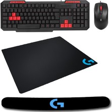 Everest KM-6825 Multimedia Klavye + Mouse Set Logitech Klavye Pad + Logitech Mouse Pad Gaming Set