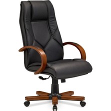 Mehmet Yaren Büro Alexa Bilgisayar - Ofis - Müdür - Büro - Makam Çalışma Koltuğu Siyah Renk Ahşap Ayaklı