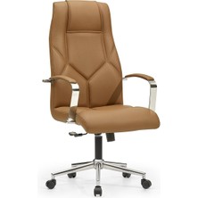 Mehmet Yaren Büro Napoli3 Bilgisayar Koltuğu Ofis Müdür Büro Çalışma Sandalyesi Turuncu Renk Krom Ayaklı