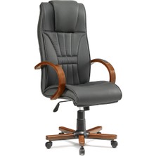 Mehmet Yaren Büro Hector Bilgisayar Koltuğu Ofis Müdür Büro Çalışma Sandalyesi Antrasit Renk Ahşap Ayaklı