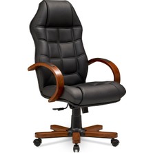Mehmet Yaren Büro Royal Konfor 2- Bilgisayar - Ofis - Müdür - Büro - Makam Çalışma Koltuğu Siyah Renk Ahşap Ayaklı