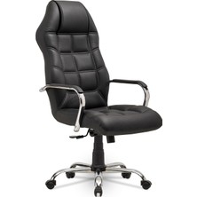 Mehmet Yaren Büro Royal Konfor Bilgisayar - Ofis - Müdür - Büro - Makam Çalışma Koltuğu Siyah Renk Krom Ayaklı