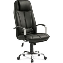 Mehmet Yaren Büro Recoba Bilgisayar Koltuğu Ofis Müdür Büro Çalışma Sandalyesi Siyah Renk Krom Ayaklı