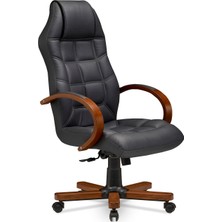 Mehmet Yaren Büro Royal Konfor Bilgisayar - Ofis - Müdür - Büro - Makam Çalışma Koltuğu Antrasit Renk Ahşap Ayaklı