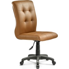 Mehmet Yaren Büro Zerda-3 Bilgisayar Koltuğu Arkalıklı Ofis Büro Sandalyesi Tekerlekli Kahverengi Plastik Krom Ayaklı